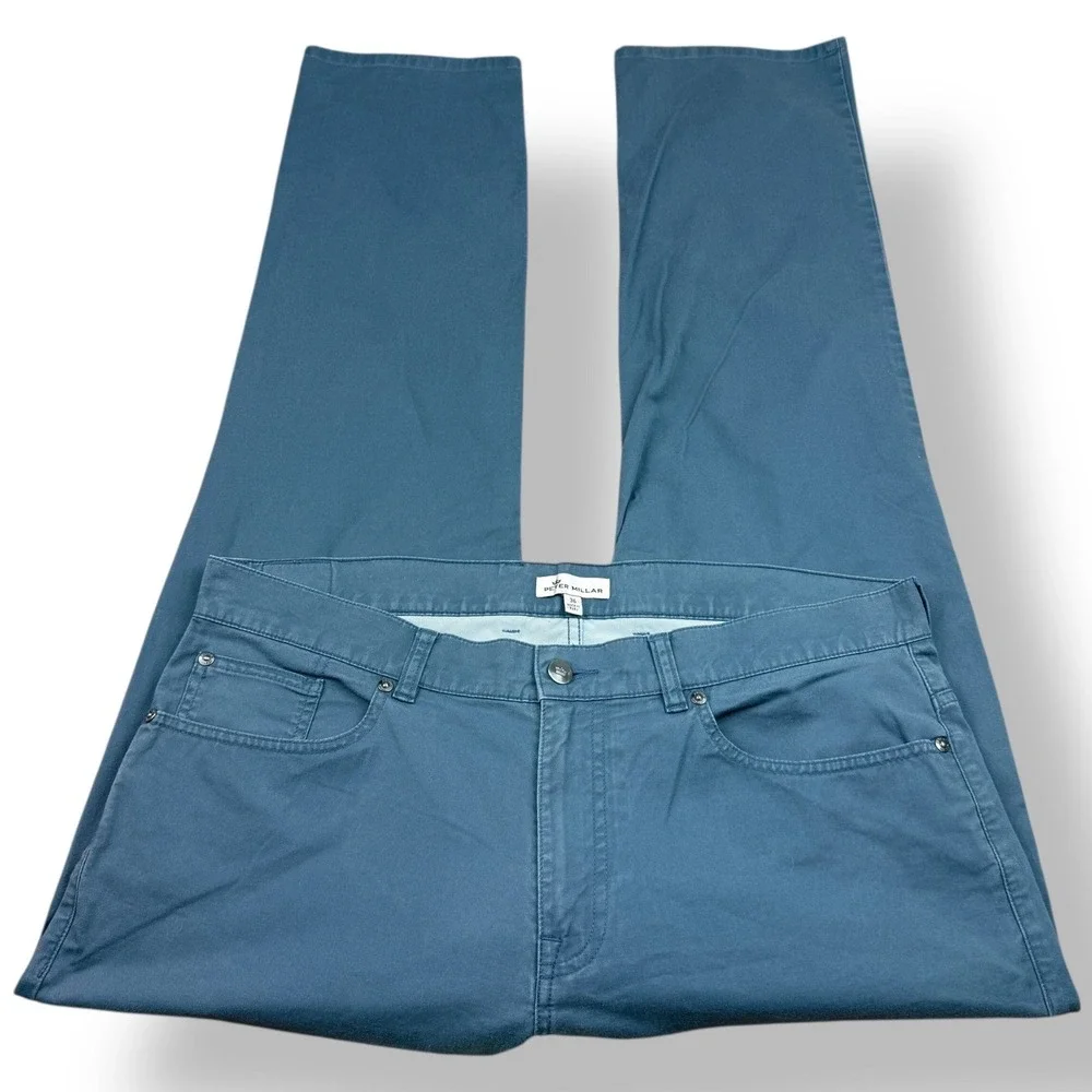 Peter Millar Mens Blue Pima Cotton Spandex Casual Dress‎ Pants Size 36x30